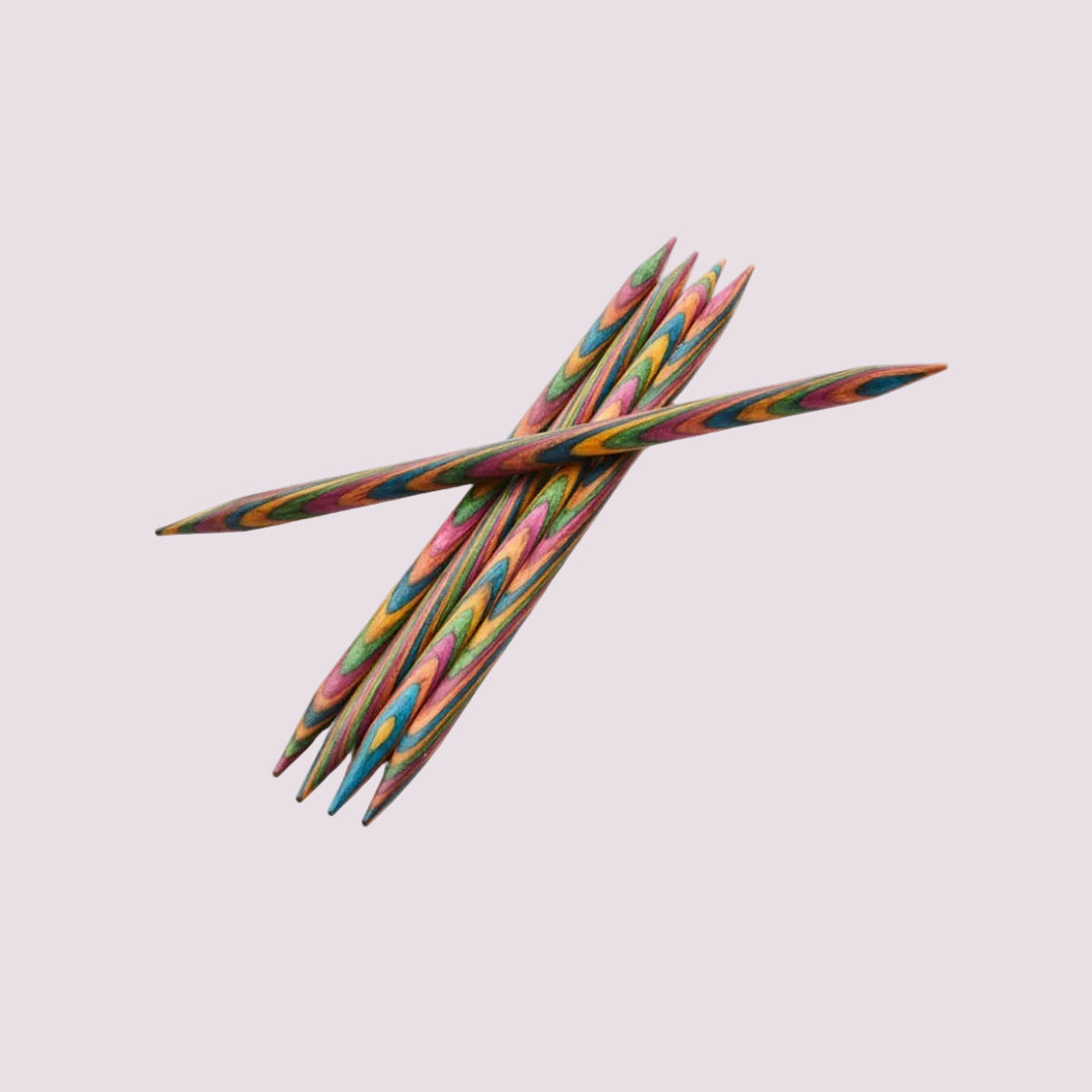KnitPro Symfonie strumpstickor – färgade trästickor