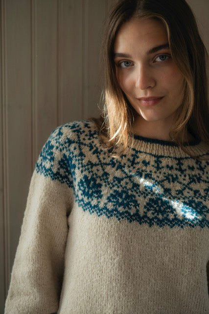 Ocean text - knitted yoke sweater