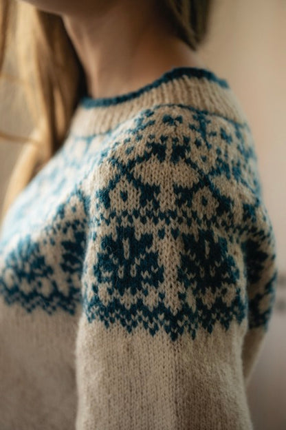 Ocean text - knitted yoke sweater