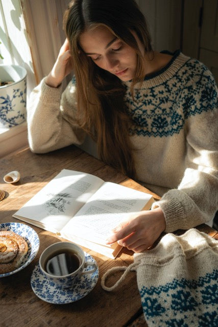 Snäckan - stickad projektväska